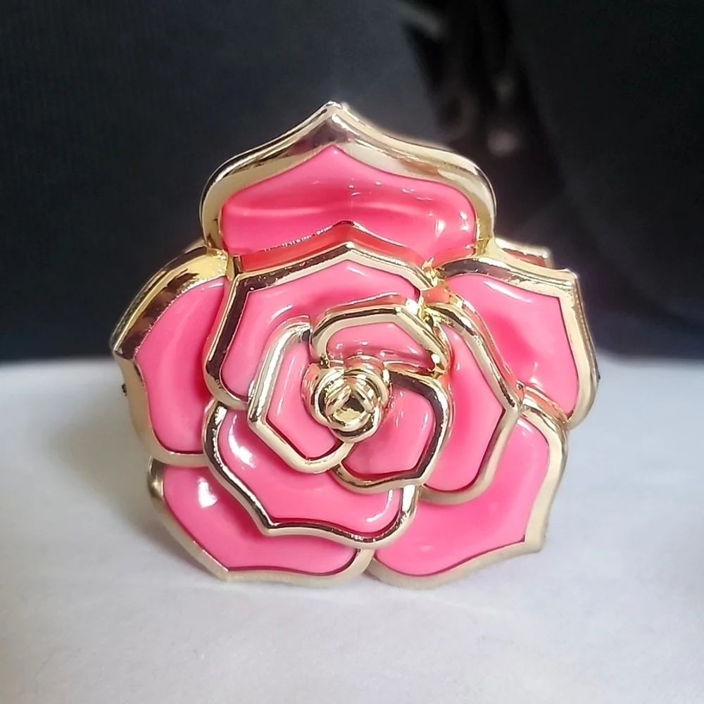 Set of 3  Hair Claw Clip Pink Rose Plumeria Flower New